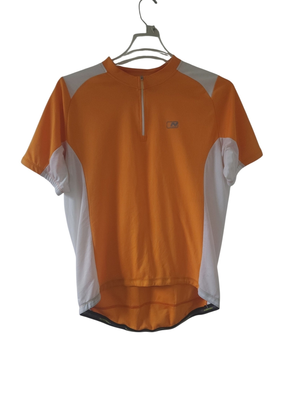 Nishiki Men's Orange and White Cycling Jersey with Front Zip Large Colorful